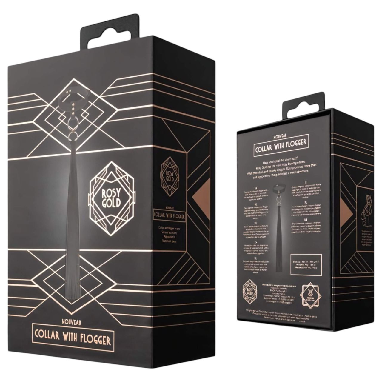 Rosy Gold - nyakörv és paskoló (fekete) Rosy Gold - nyakörv és paskoló (fekete)