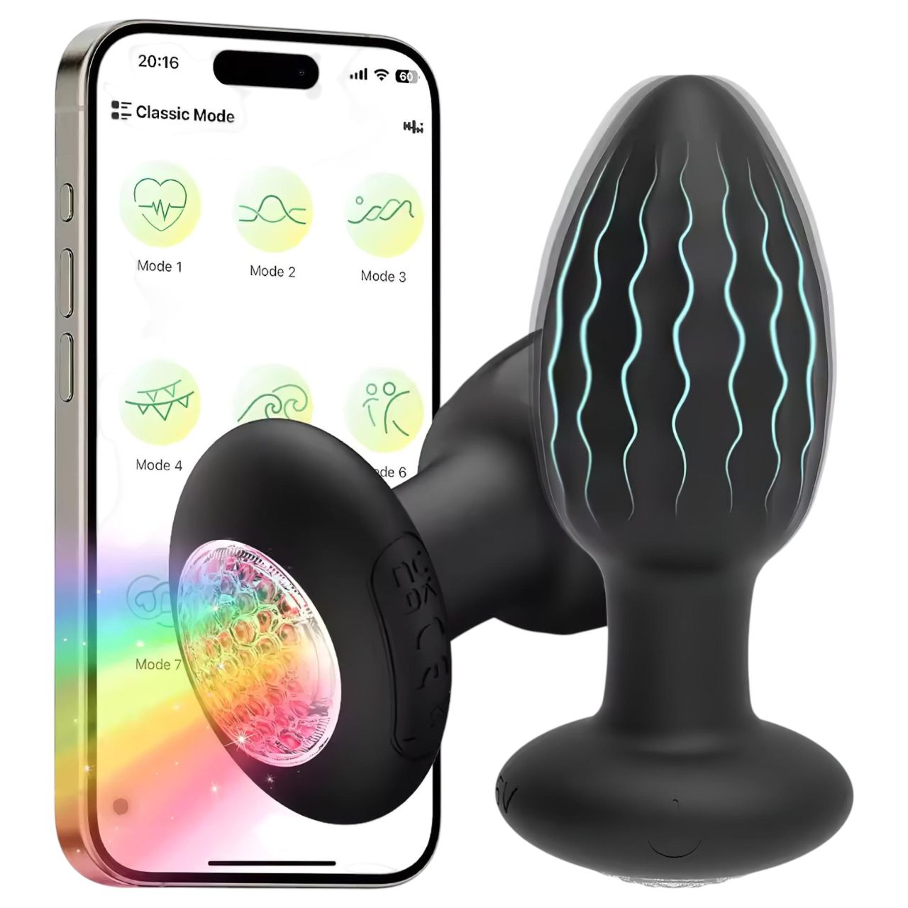 Okos, világító anál plug (fekete) Okos, világító anál plug (fekete)