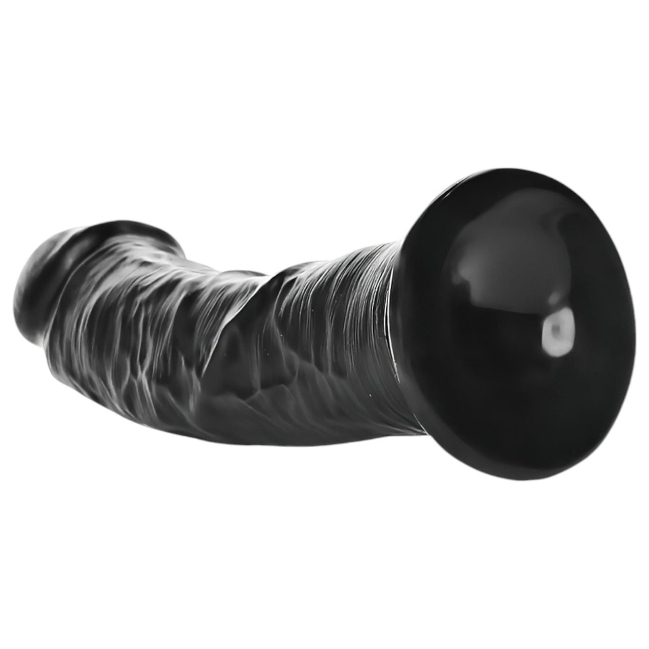 RealRock - tapadókorongos realisztikus dildó - 15,5cm (fekete) RealRock - tapadókorongos realisztikus dildó - 15,5cm (fekete)