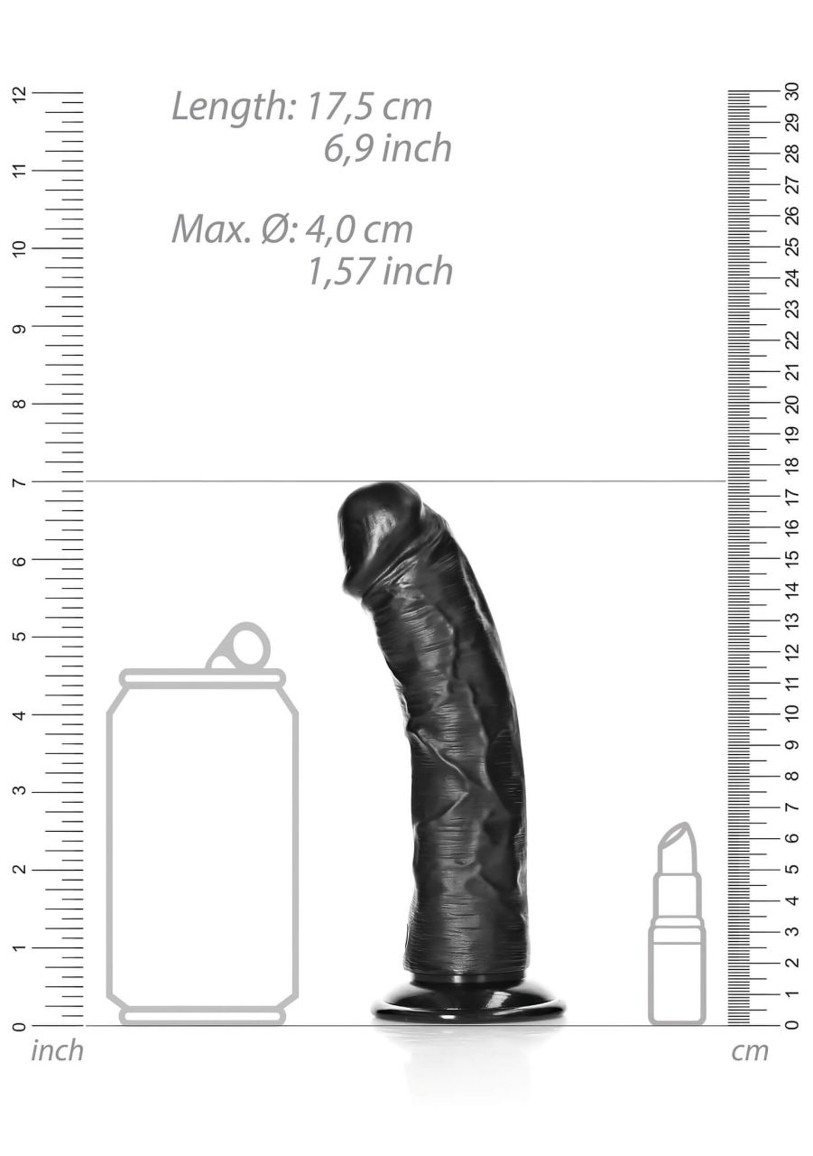 RealRock - tapadókorongos realisztikus dildó - 15,5cm (fekete) RealRock - tapadókorongos realisztikus dildó - 15,5cm (fekete)