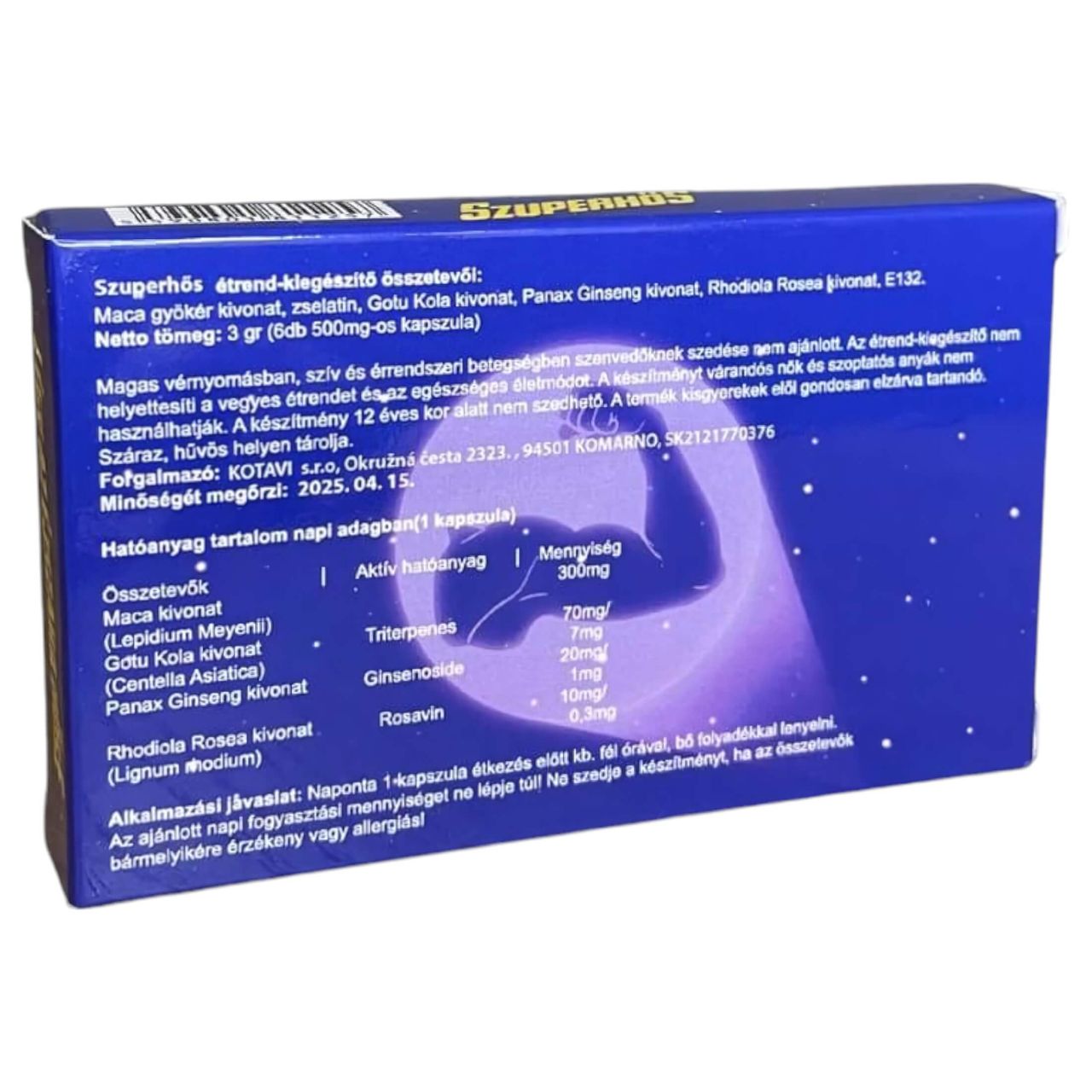 Szuperhős - erős étrend-kiegészítő kapszula férfiaknak (6db) Szuperhős - erős étrend-kiegészítő kapszula férfiaknak (6db)