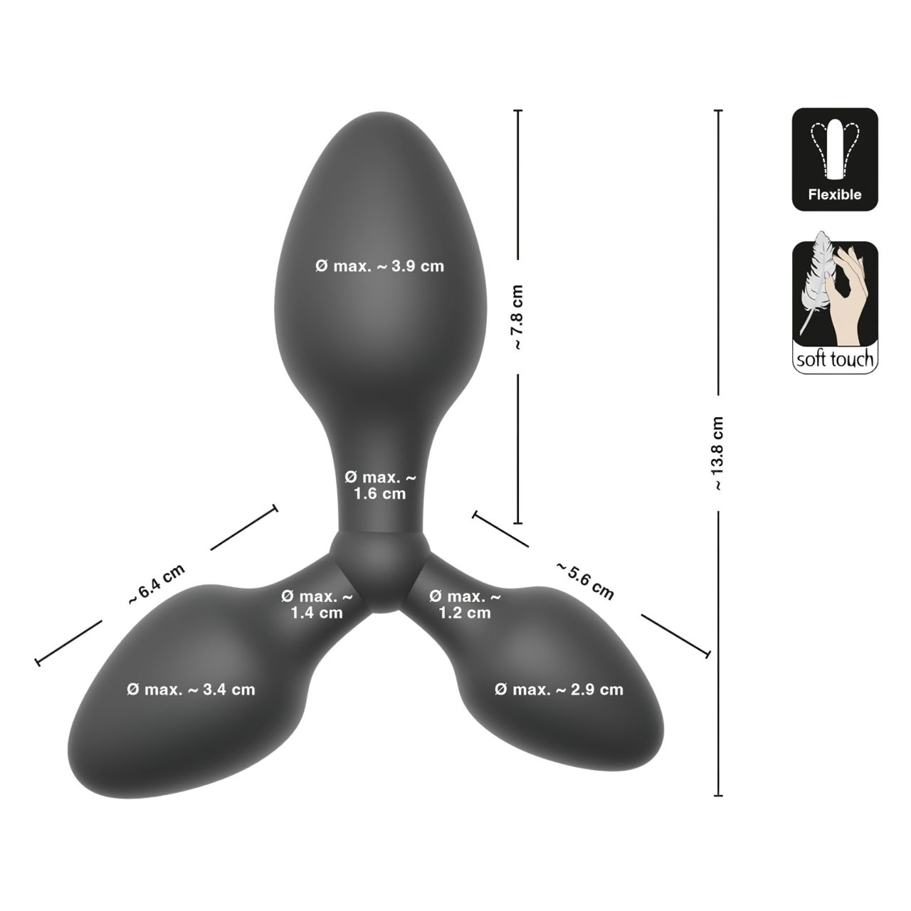 Black Velvets - tripla anál plug (fekete) Black Velvets - tripla anál plug (fekete)