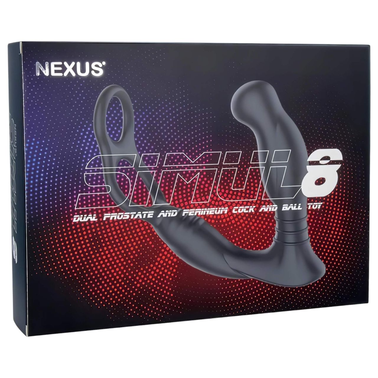 Nexus Simul8 - vibrációs péniszgyűrű anál dildóval (fekete) Nexus Simul8 - vibrációs péniszgyűrű anál dildóval (fekete)
