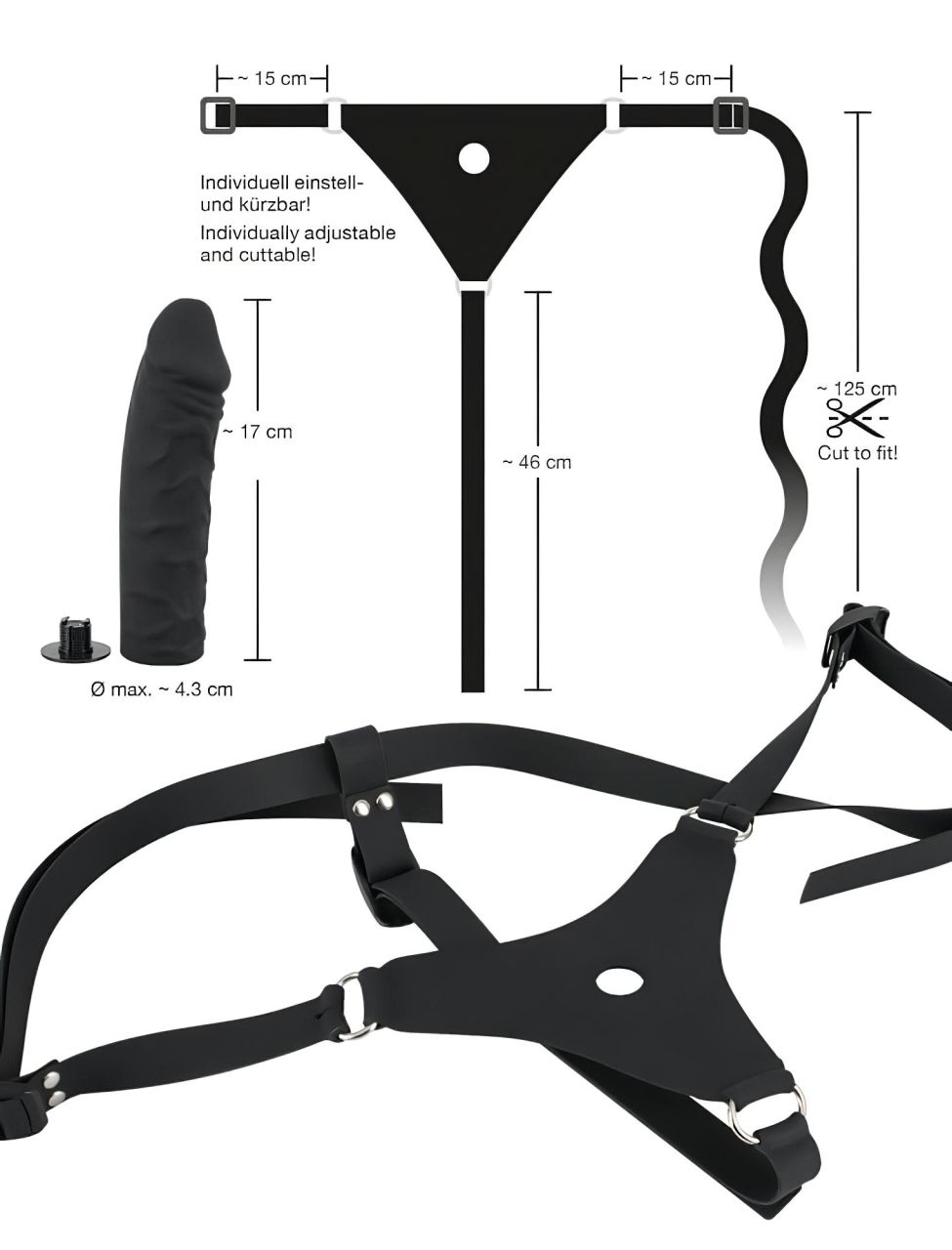 You2Toys - Silicone Strap-On - felcsatolható dildó (fekete) You2Toys - Silicone Strap-On - felcsatolható dildó (fekete)