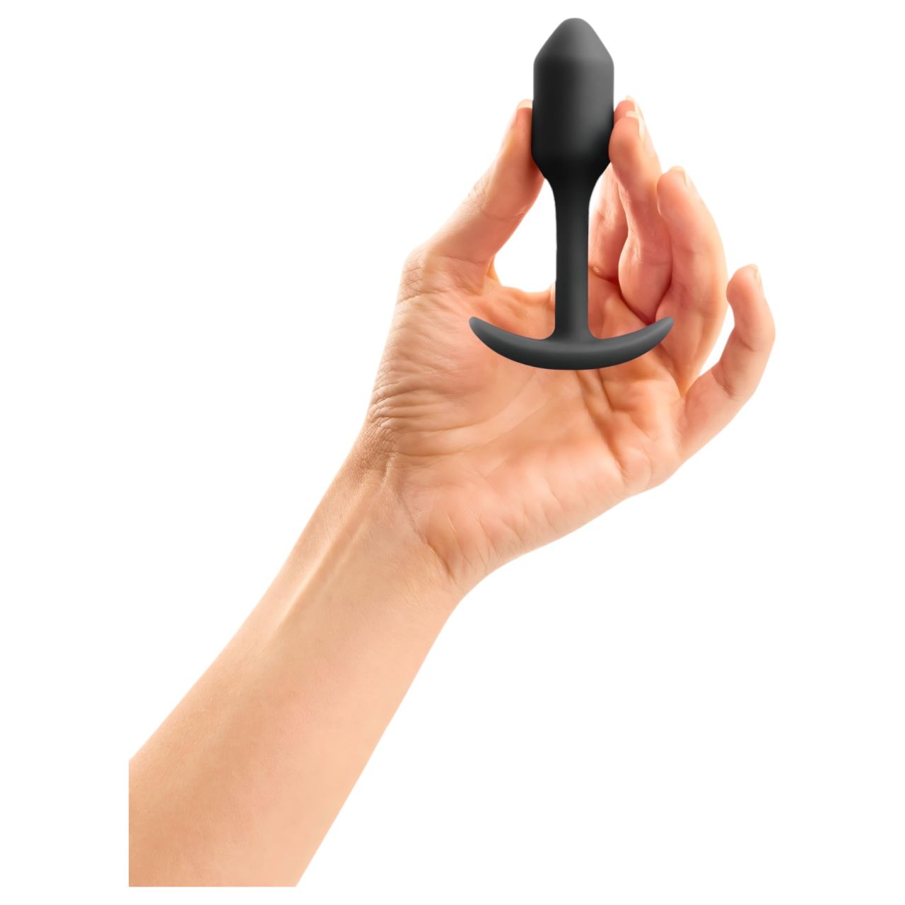 b-vibe Snug Plug 1 - anál plug belső súllyal (55g) - fekete b-vibe Snug Plug 1 - anál plug belső súllyal (55g) - fekete