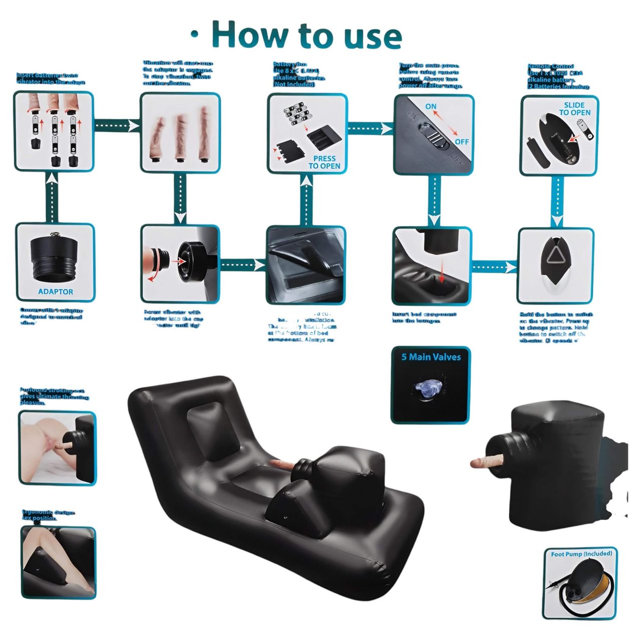 Dark Magic - elemes szexgép ággyal (fekete) Dark Magic - elemes szexgép ággyal (fekete)