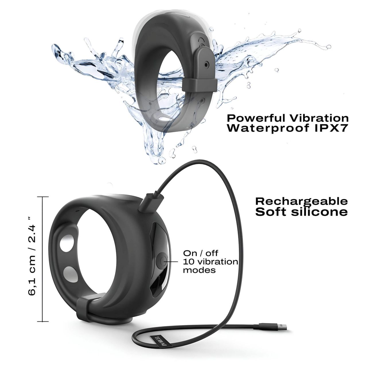 Dorcel - vibrációs, állítható péniszgyűrű (fekete) Dorcel - vibrációs, állítható péniszgyűrű (fekete)