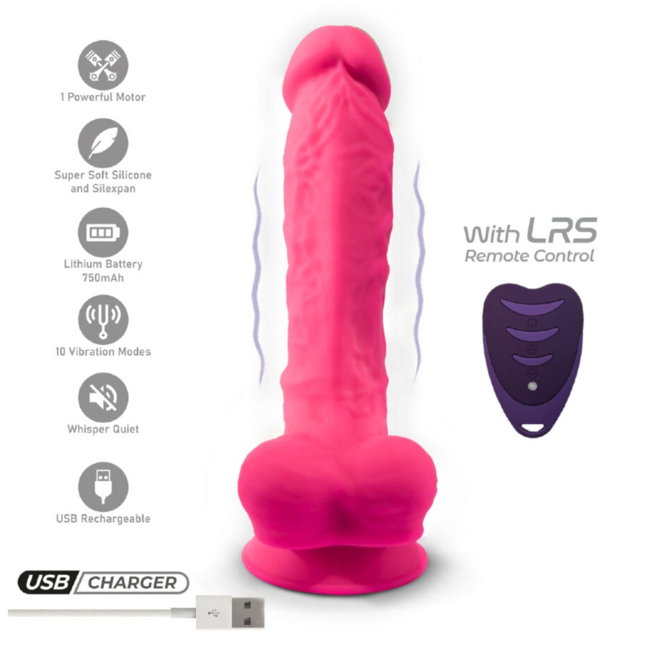 Silexd - tapadótalpas, herés vibrátor távirányítóval (pink) Silexd - tapadótalpas, herés vibrátor távirányítóval (pink)