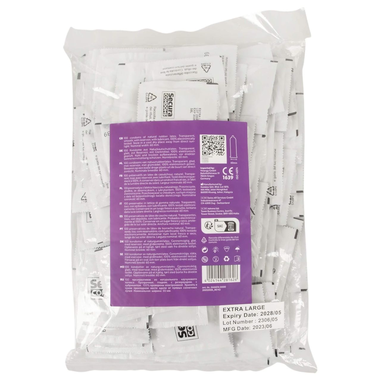 Secura Padlizsán - extra nagy óvszer - 60mm (100db) Secura Padlizsán - extra nagy óvszer - 60mm (100db)