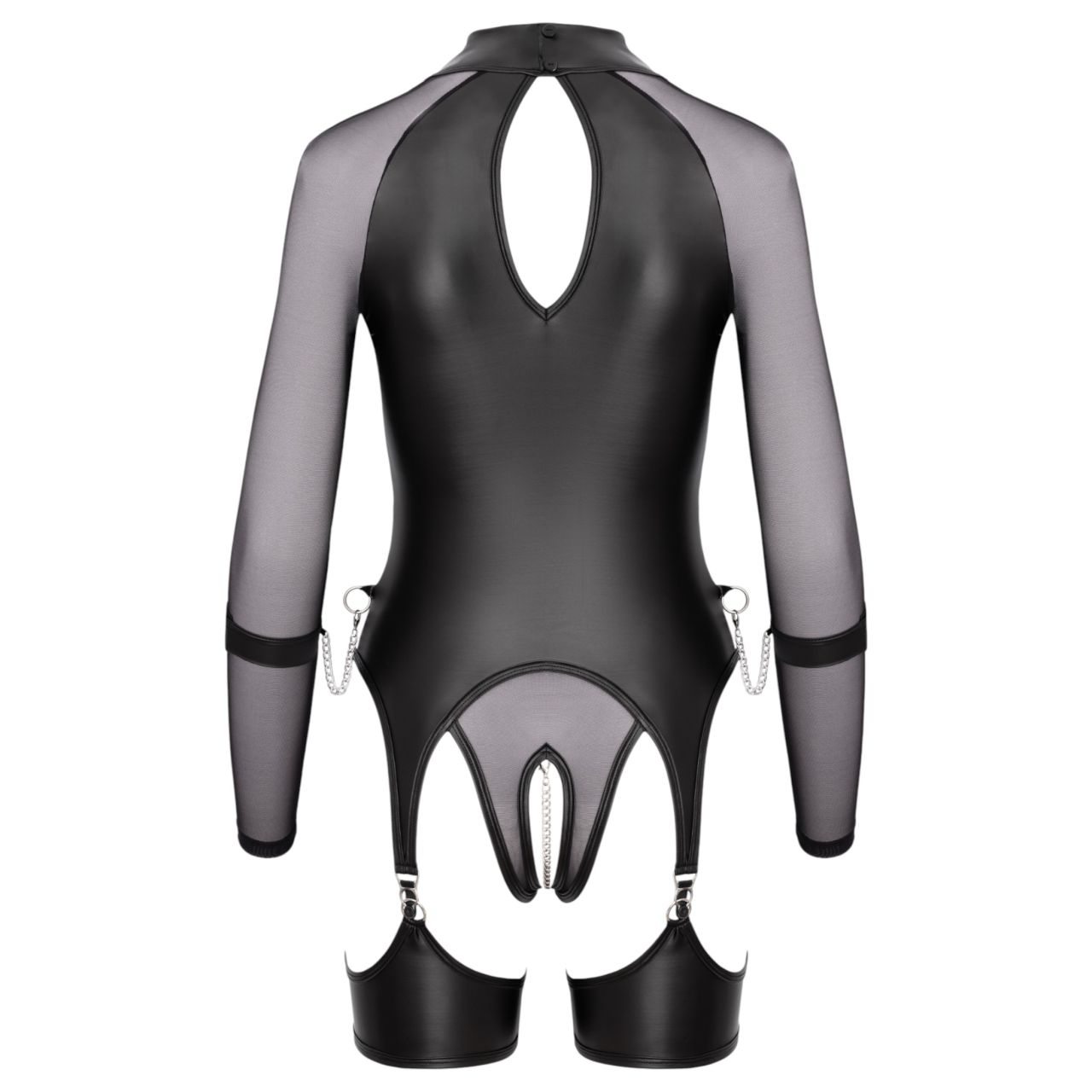 Cottelli Bondage - áttetsző felső bilincsekkel (fekete)