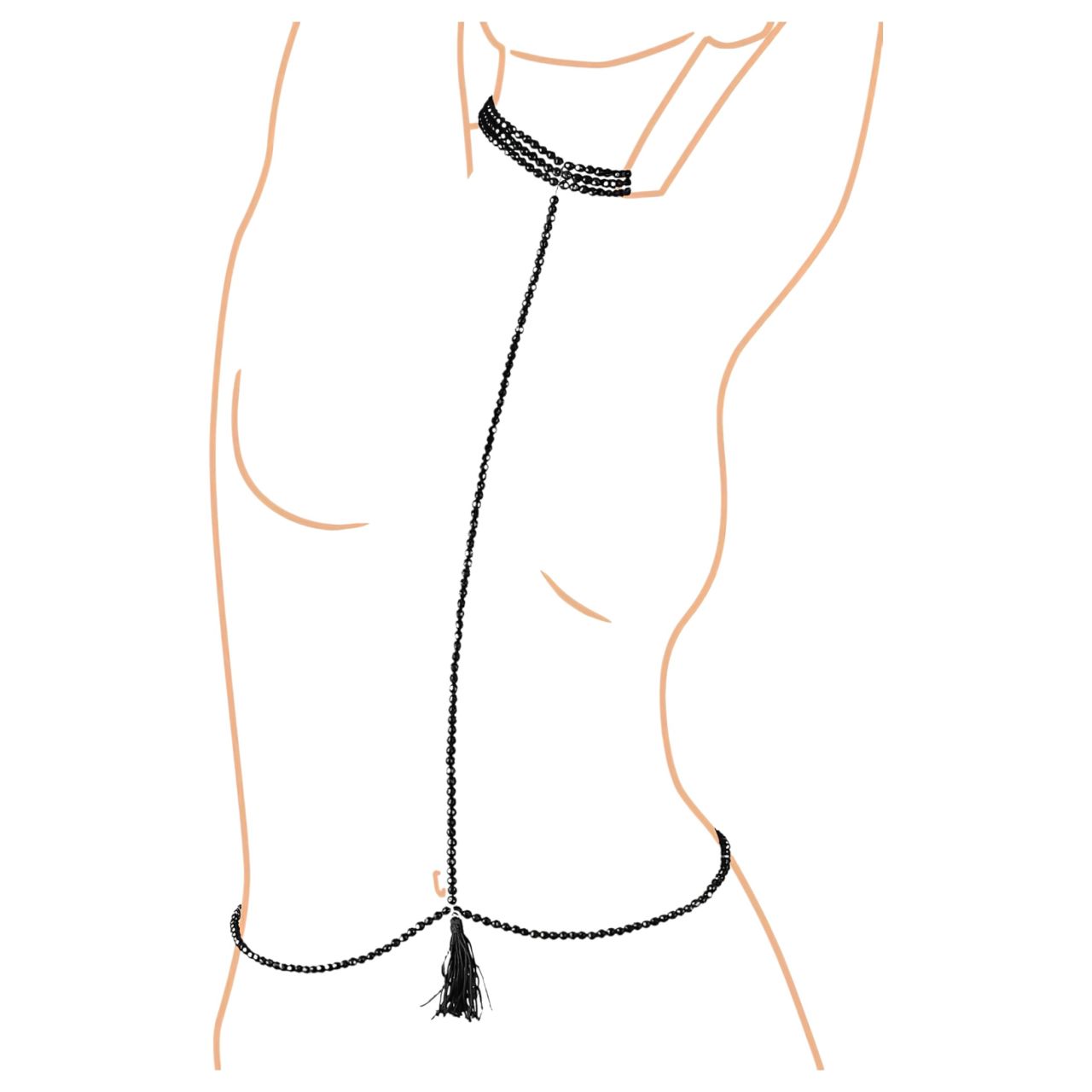 Cottelli - Gyöngyös dísz testhám nyakpánttal (fekete) Cottelli - Gyöngyös dísz testhám nyakpánttal (fekete)