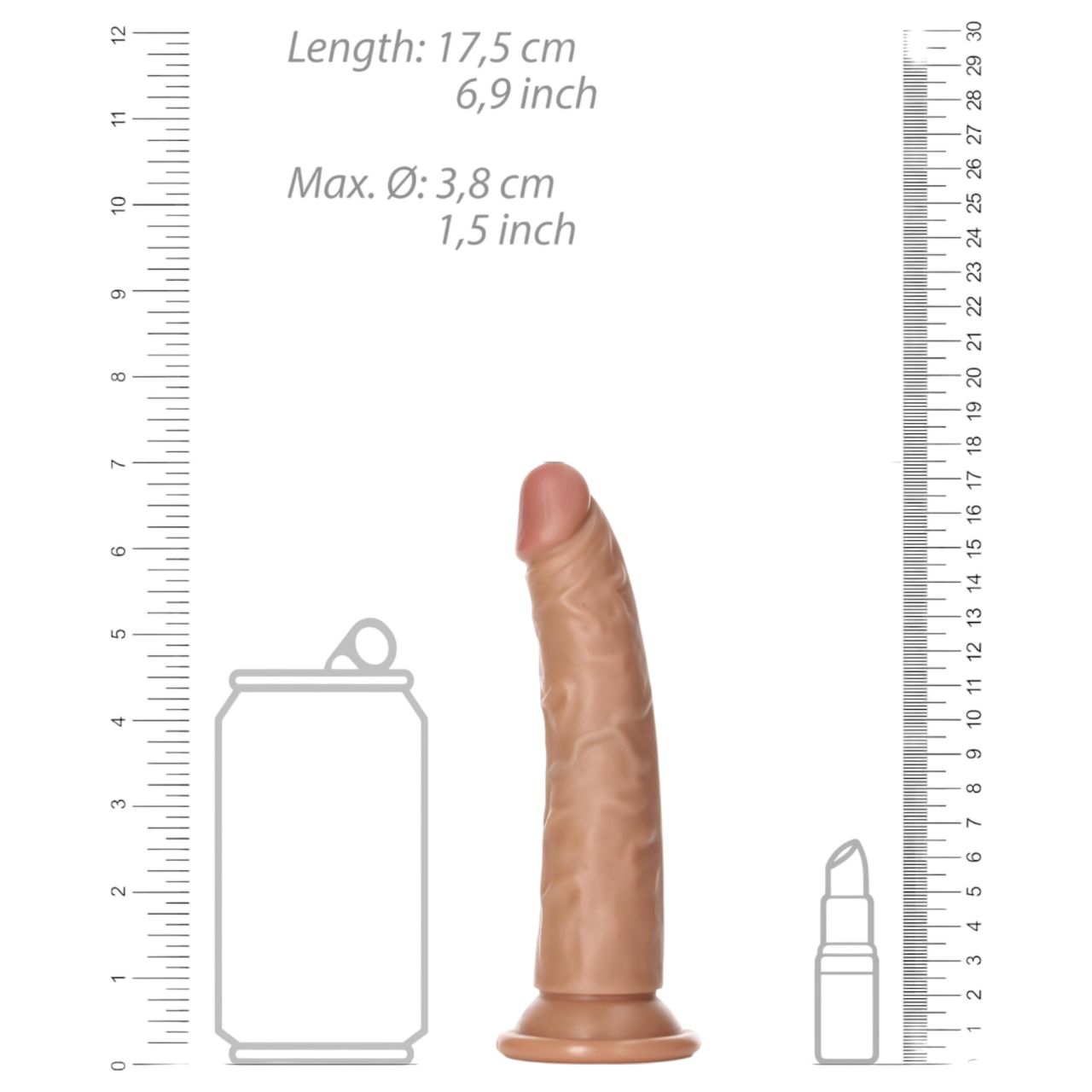 RealRock Slim - realisztikus dildó 15,5cm (sötét natúr) RealRock Slim - realisztikus dildó 15,5cm (sötét natúr)