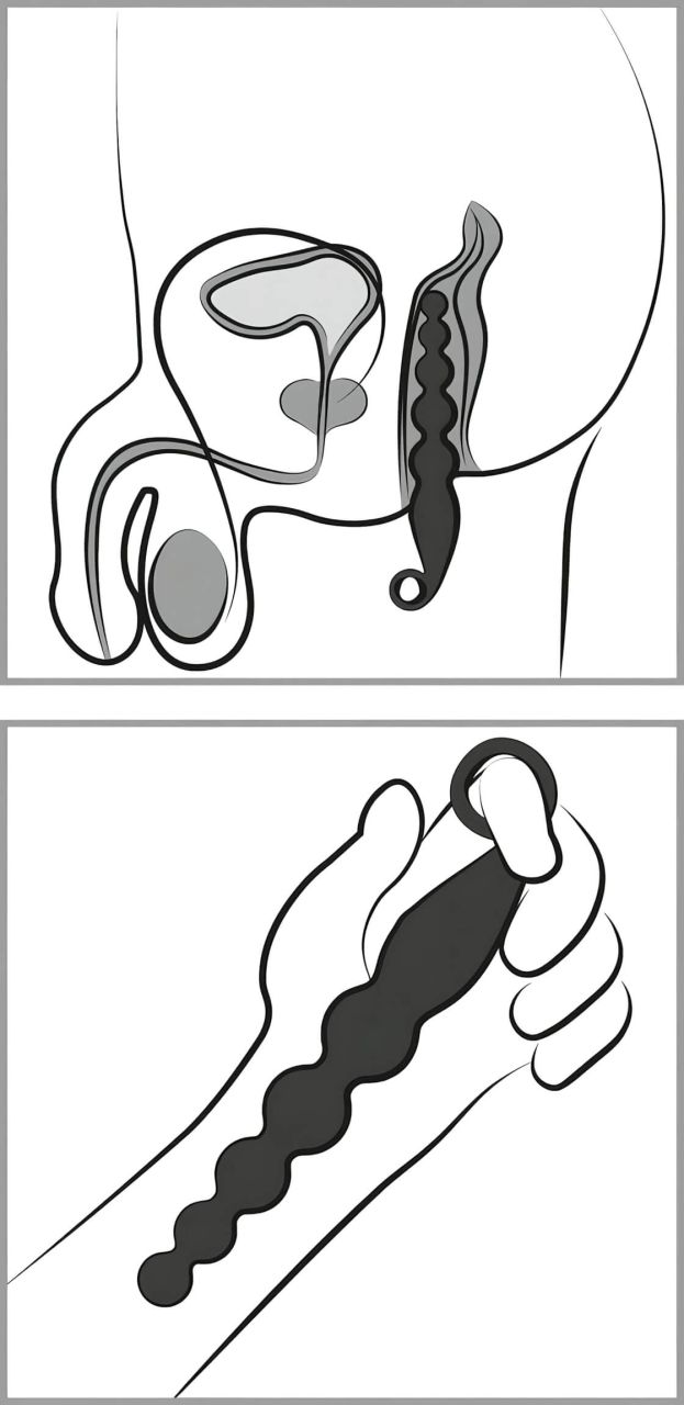 ANOS Anal Beads - gyöngyös anál vibrátor (fekete)