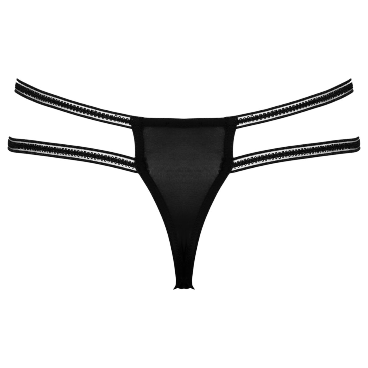 Cottelli - luxus, nyitott, gyűrűs tanga (fekete)