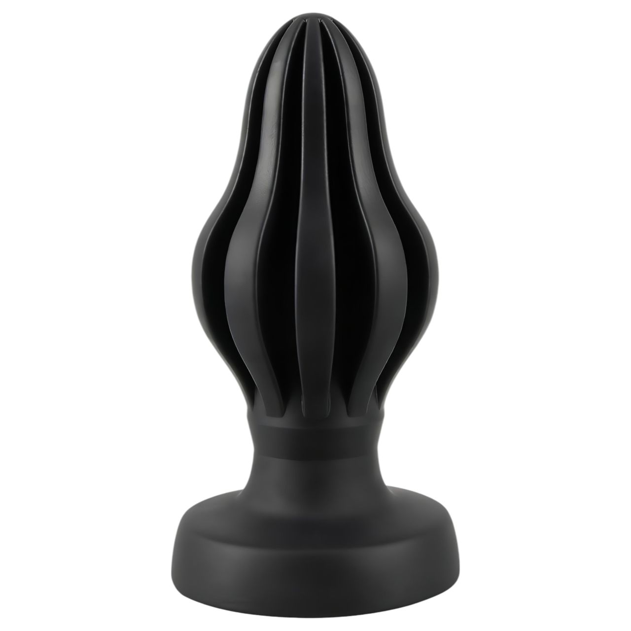 / ANOS - bordázott puha butt plug - 7 cm (fekete) / ANOS - bordázott puha butt plug - 7 cm (fekete)