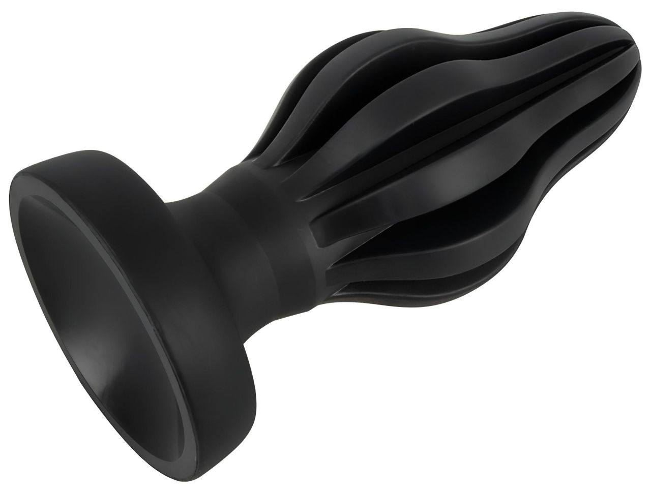 / ANOS - bordázott puha butt plug - 7 cm (fekete) / ANOS - bordázott puha butt plug - 7 cm (fekete)