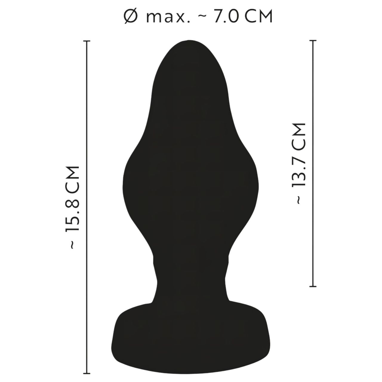 / ANOS - bordázott puha butt plug - 7 cm (fekete) / ANOS - bordázott puha butt plug - 7 cm (fekete)