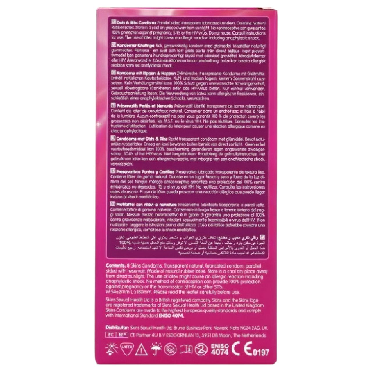 Skins - bordázott és pontozott óvszer (8db) Skins - bordázott és pontozott óvszer (8db)