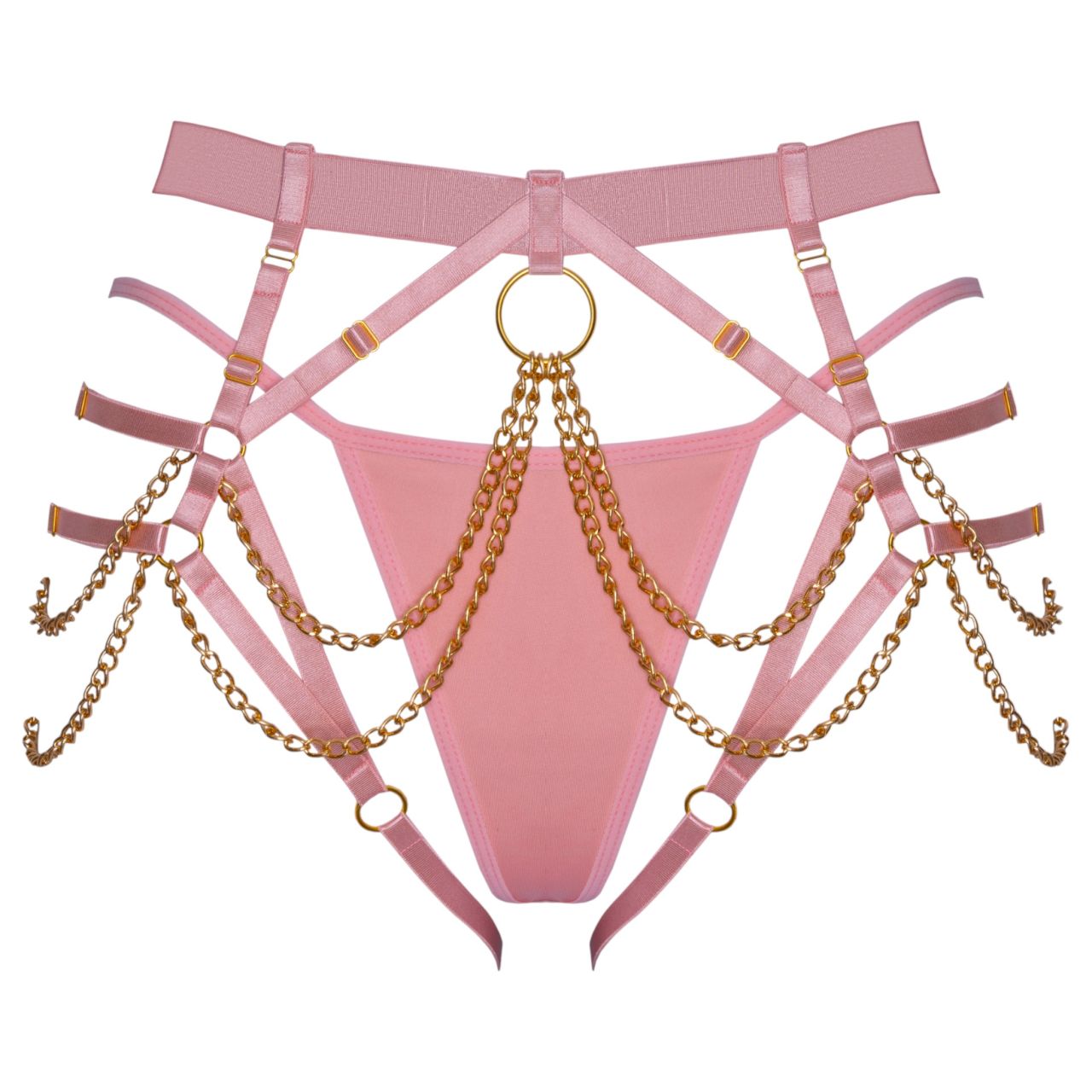 Bad Kitty - láncos hám tangával (pink)