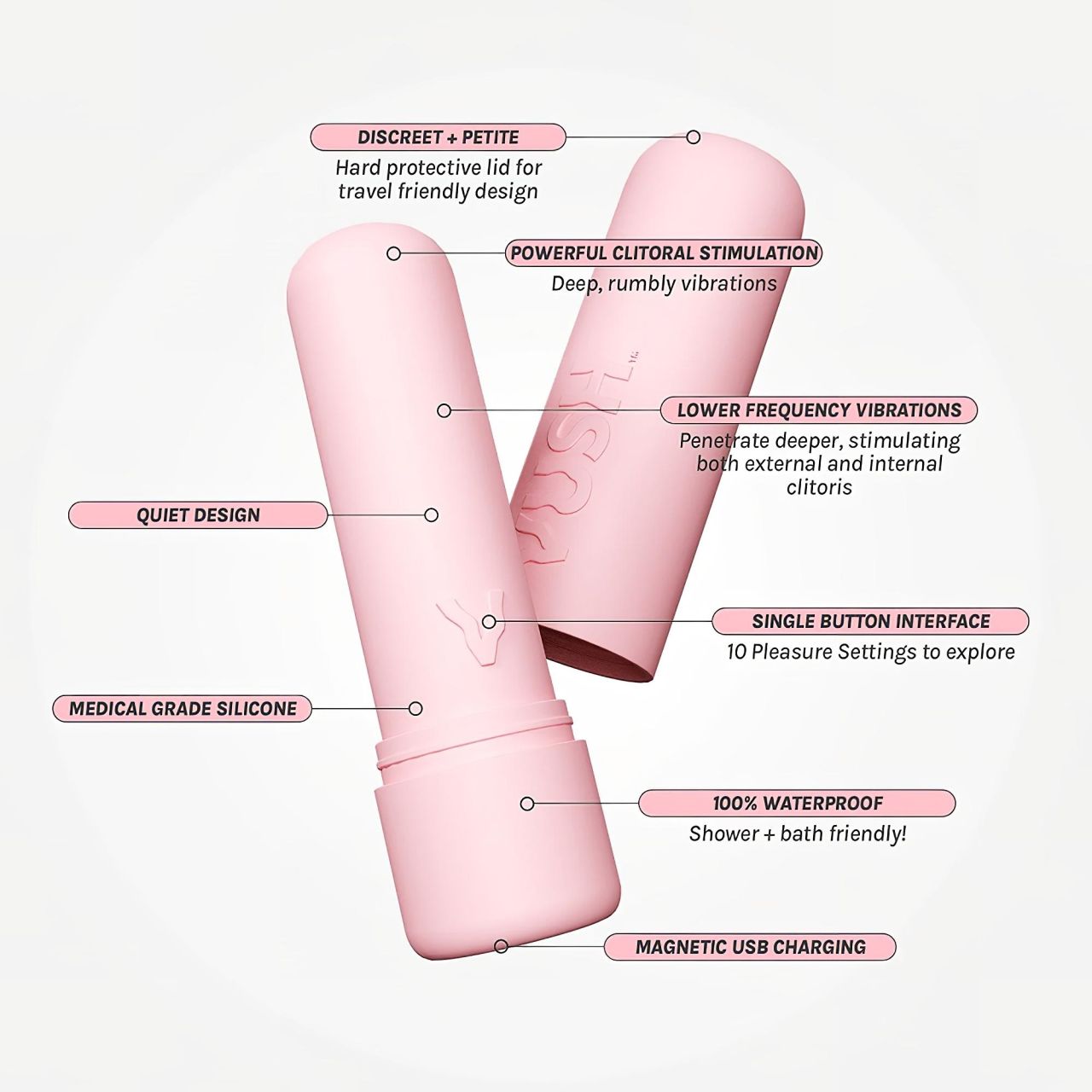 Vush Pop Gloss - akkus, vízálló mini vibrátor (pink)
