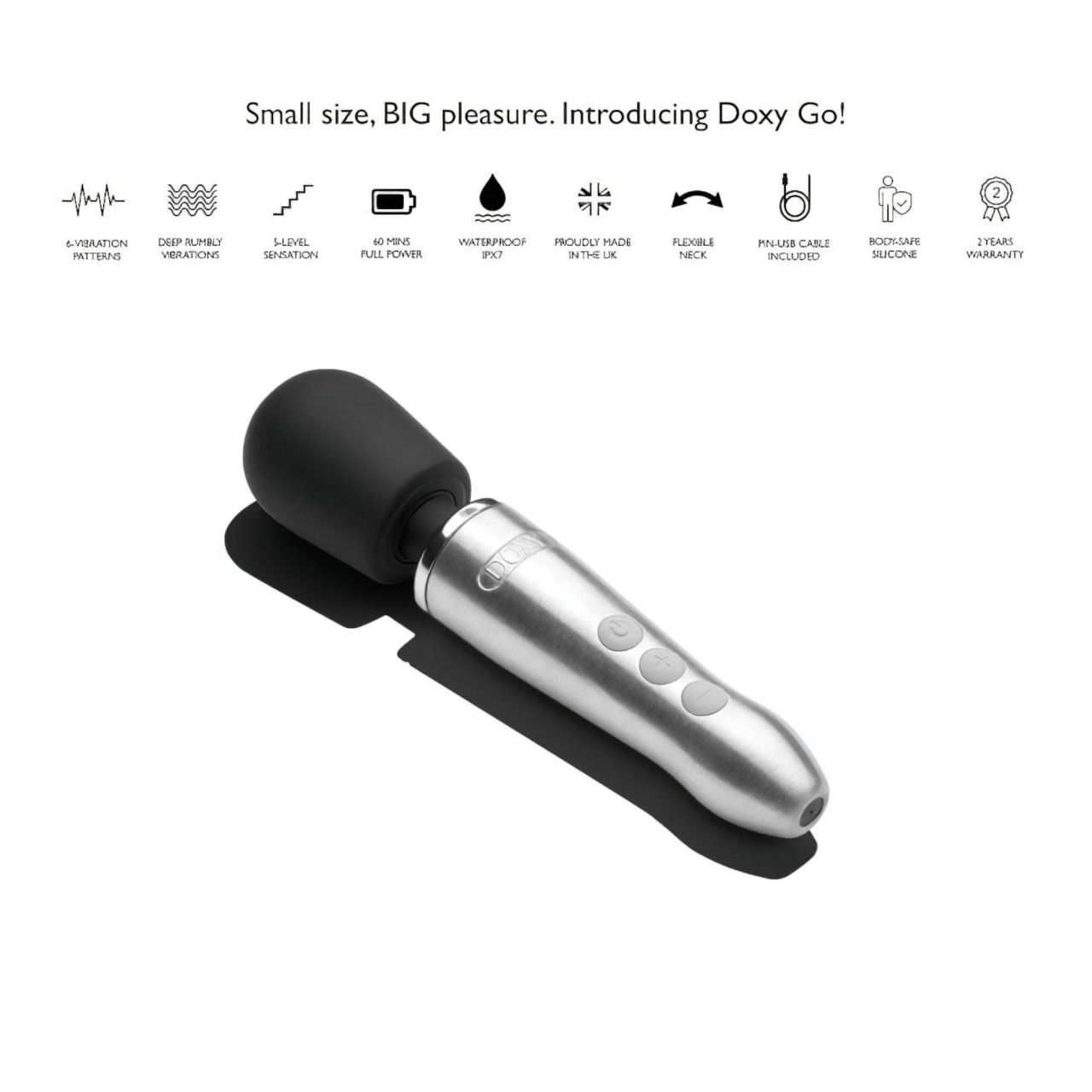 Doxy Go - masszírozó vibrátor (ezüst) Doxy Go - masszírozó vibrátor (ezüst)