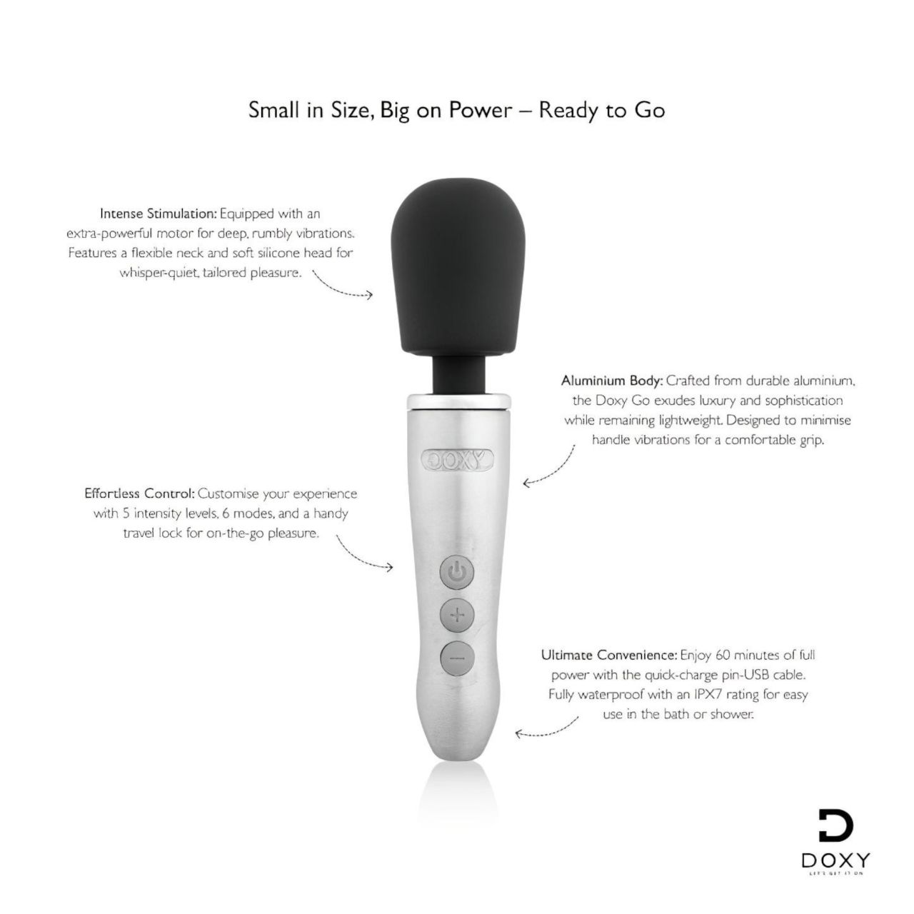 Doxy Go - masszírozó vibrátor (ezüst) Doxy Go - masszírozó vibrátor (ezüst)