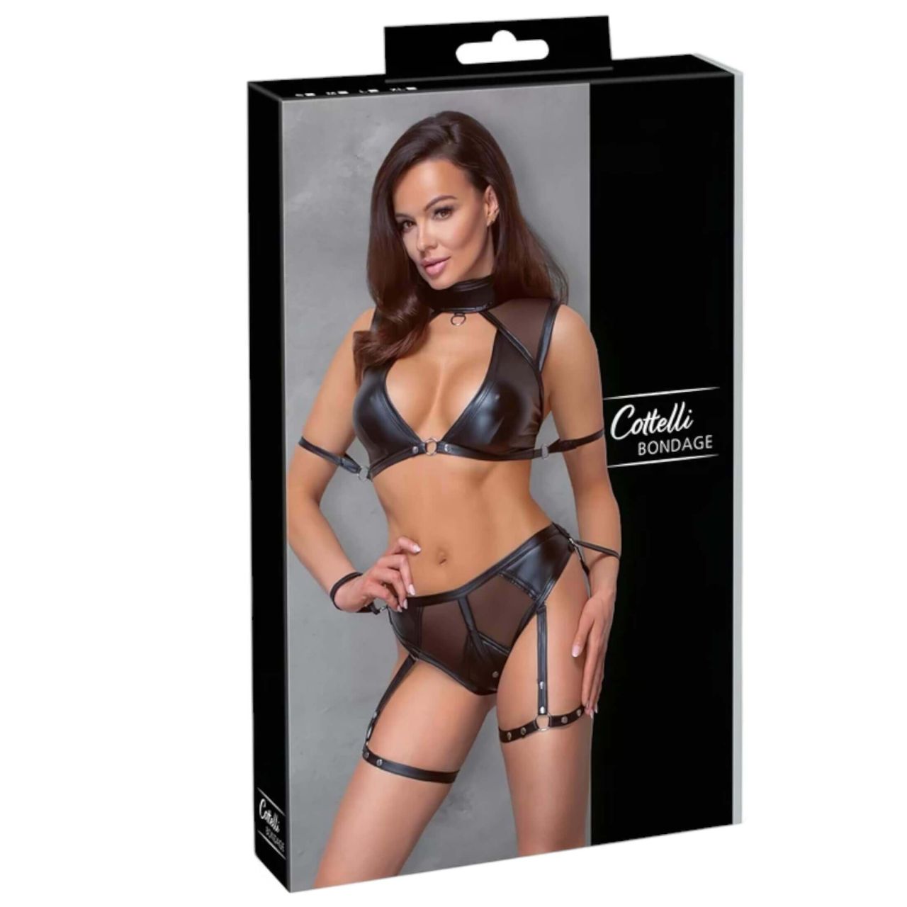 Cottelli Bondage - Melltartó szett hálós betéttel (fekete) Cottelli Bondage - Melltartó szett hálós betéttel (fekete)