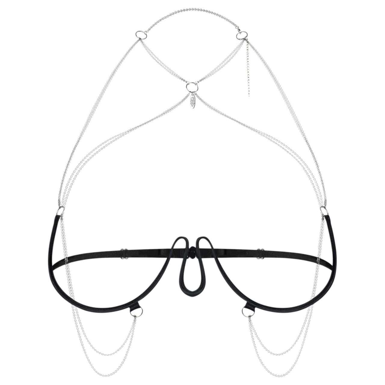 Obsessive - láncos hám melltartó - fekete (S-L)