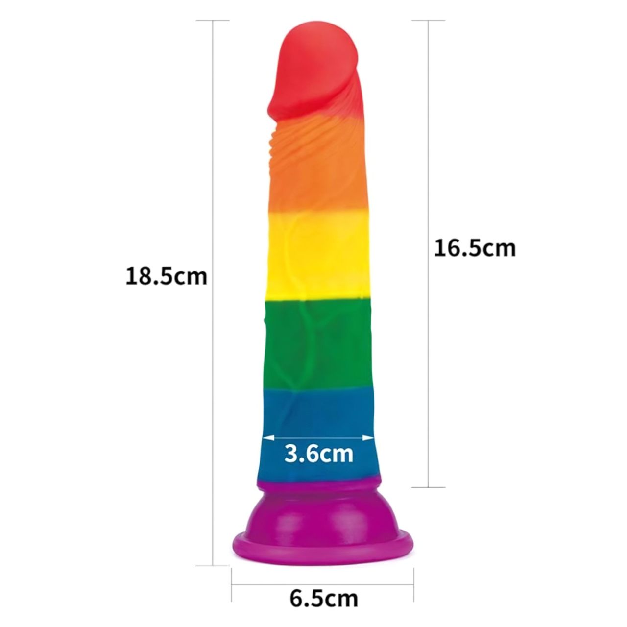 Lovetoy Prider - élethű dildó - 19cm (szivárvány) Lovetoy Prider - élethű dildó - 19cm (szivárvány)