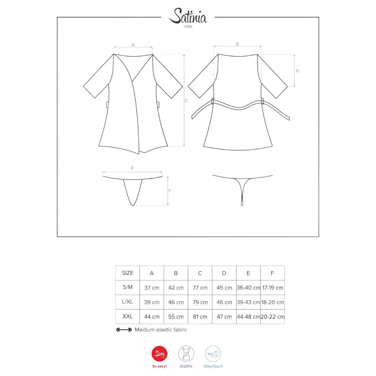 Obsessive Satinia Robe - szatén köntös szett (fekete) Obsessive Satinia Robe - szatén köntös szett (fekete)