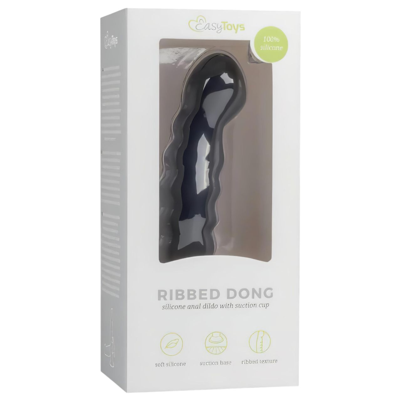 Easytoys Ribbed - tapadókorongos anál dildó (14cm) - fekete Easytoys Ribbed - tapadókorongos anál dildó (14cm) - fekete