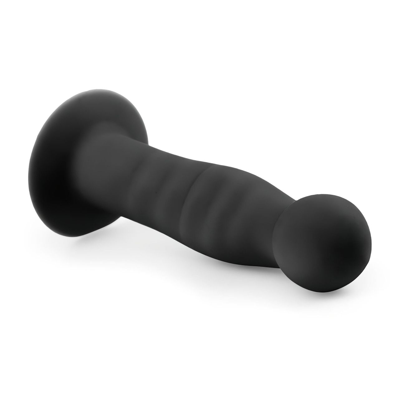 Easytoys Ribbed - tapadókorongos anál dildó (14cm) - fekete Easytoys Ribbed - tapadókorongos anál dildó (14cm) - fekete