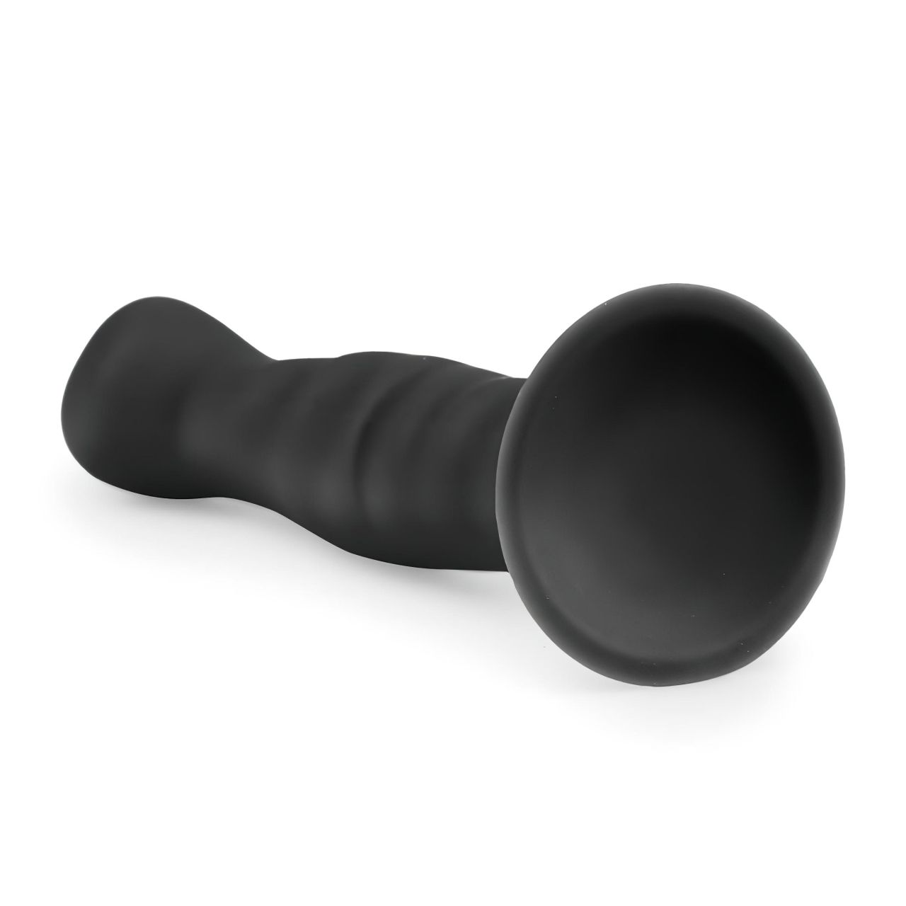 Easytoys Ribbed - tapadókorongos anál dildó (14cm) - fekete Easytoys Ribbed - tapadókorongos anál dildó (14cm) - fekete