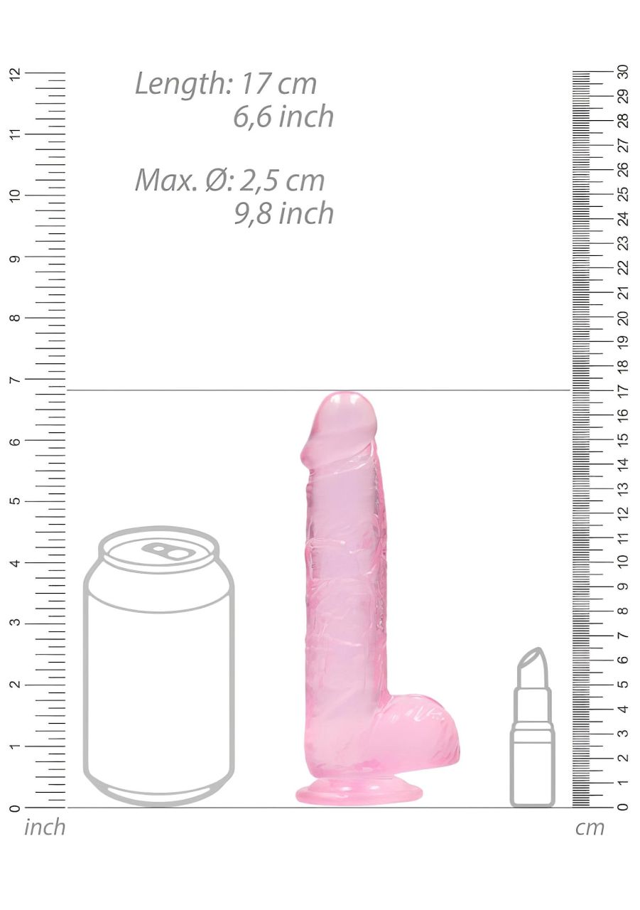 RealRock - átlátszó élethű dildó - pink (15cm) RealRock - átlátszó élethű dildó - pink (15cm)