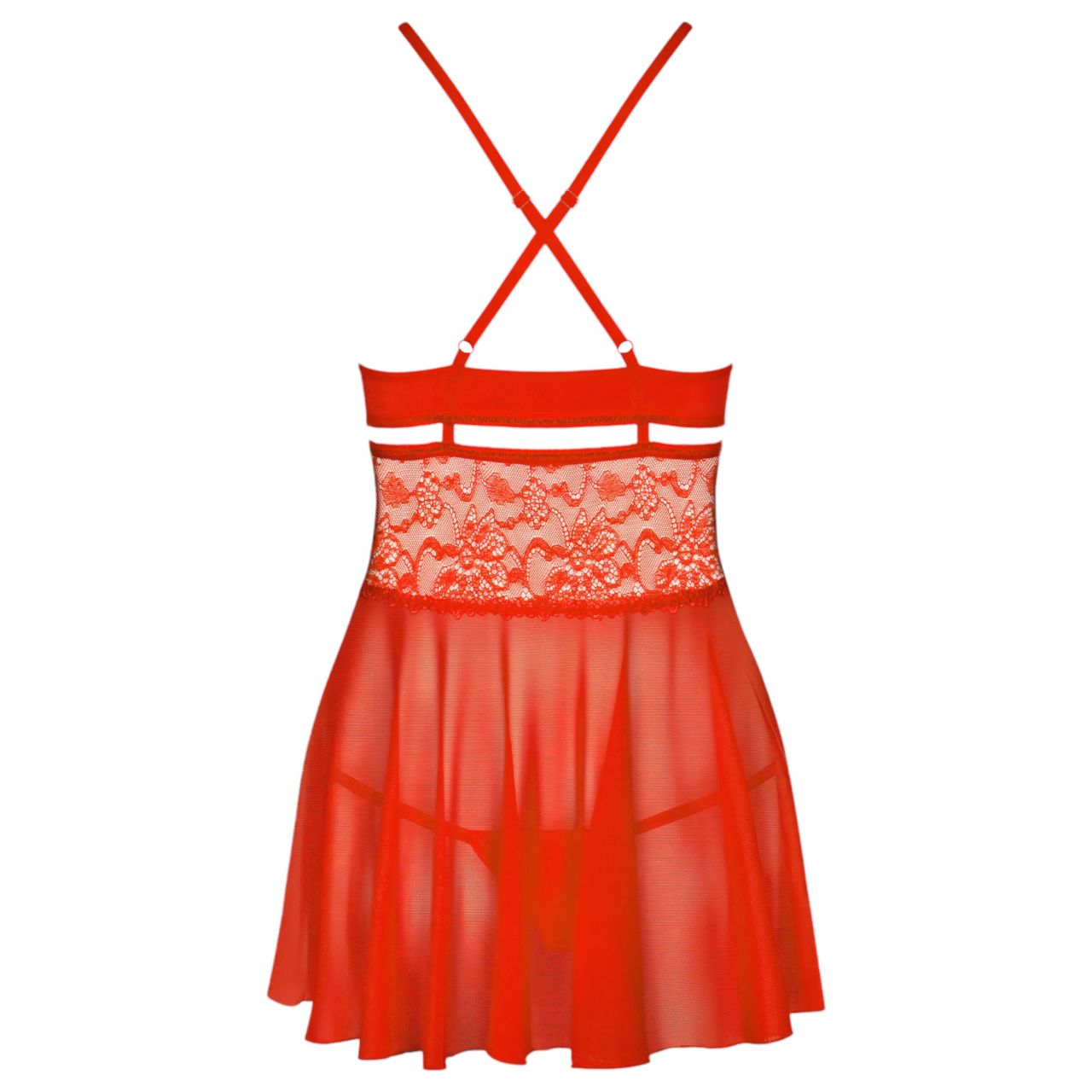 Obsessive 838-BAB-3 - pikáns csipkés babydoll és tanga (piros) Obsessive 838-BAB-3 - pikáns csipkés babydoll és tanga (piros)