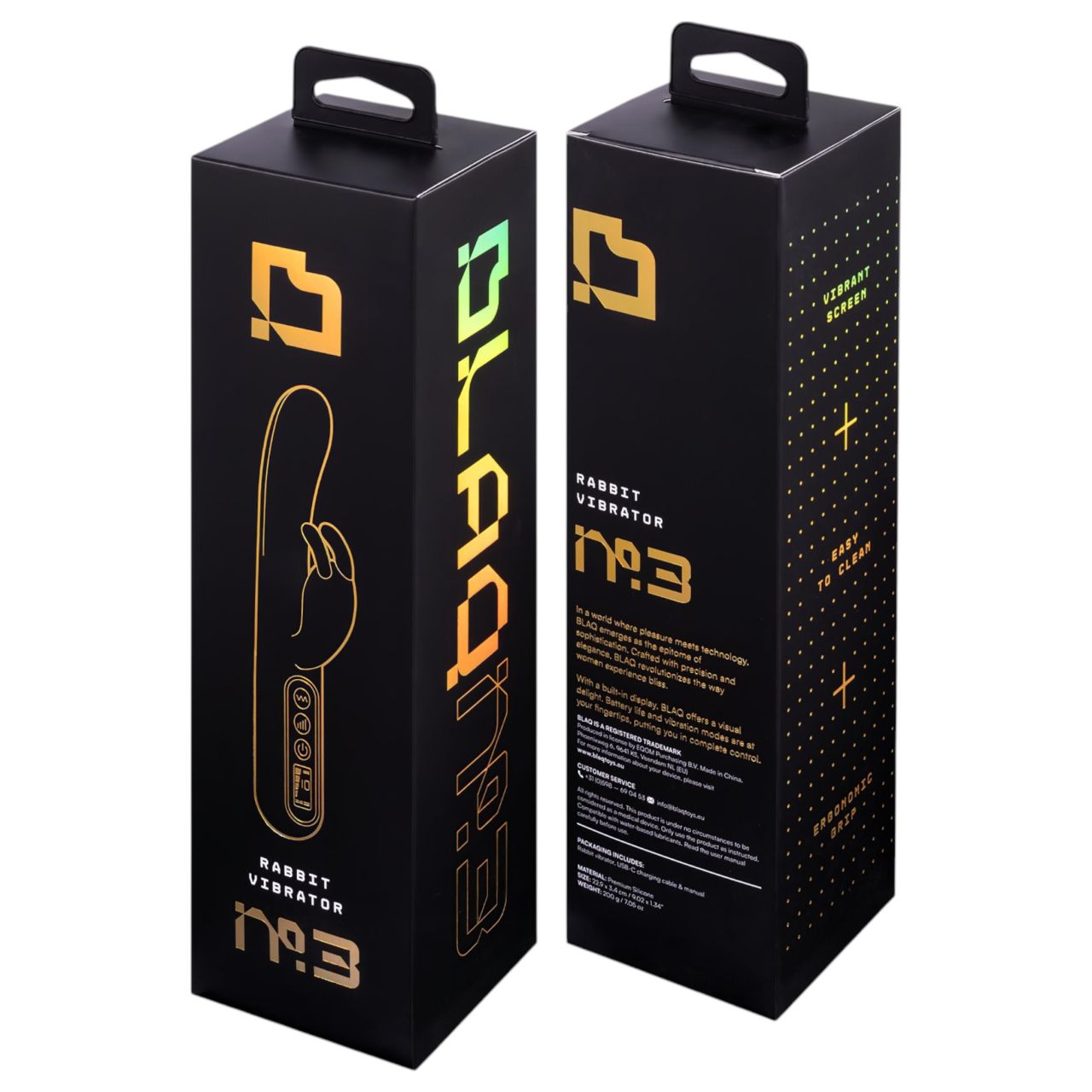 BLAQ - digitális, nyuszis csiklókaros vibrátor (fekete) BLAQ - digitális, nyuszis csiklókaros vibrátor (fekete)