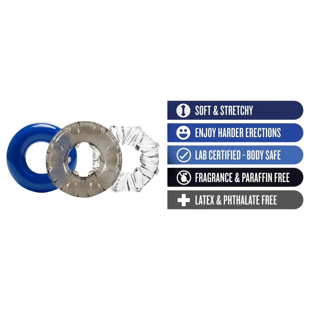 Stay Hard - változatos péniszgyűrű szett - 3db (színes) Stay Hard - változatos péniszgyűrű szett - 3db (színes)