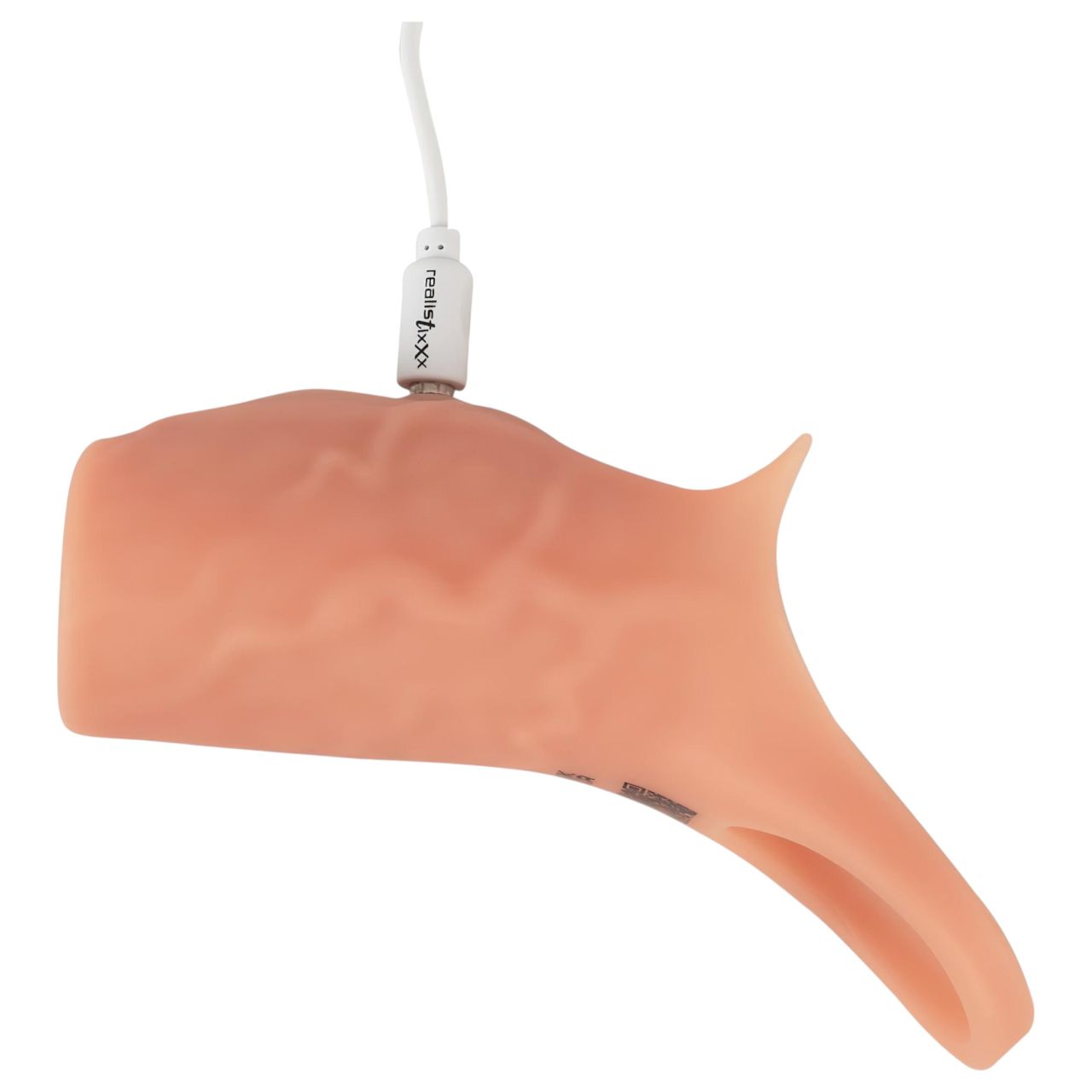 Realistixxx - nyitott, vibrációs péniszköpeny (natúr)