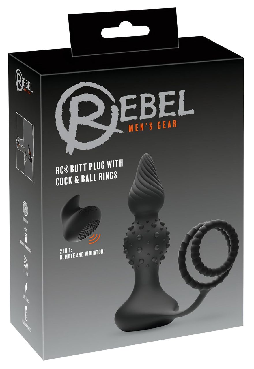 Rebel 2in1 - akkus, rádiós anál vibrátor péniszgyűrűvel (fekete) Rebel 2in1 - akkus, rádiós anál vibrátor péniszgyűrűvel (fekete)