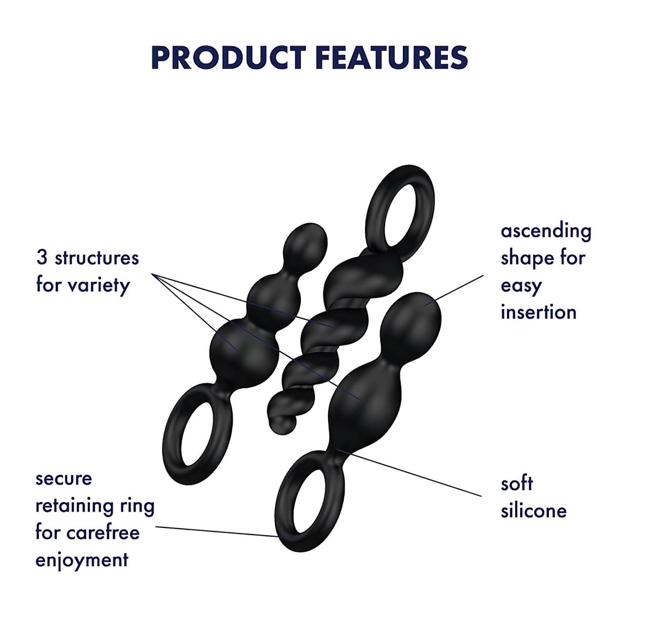 Satisfyer Booty Call - anál plug szett - fekete (3 részes)