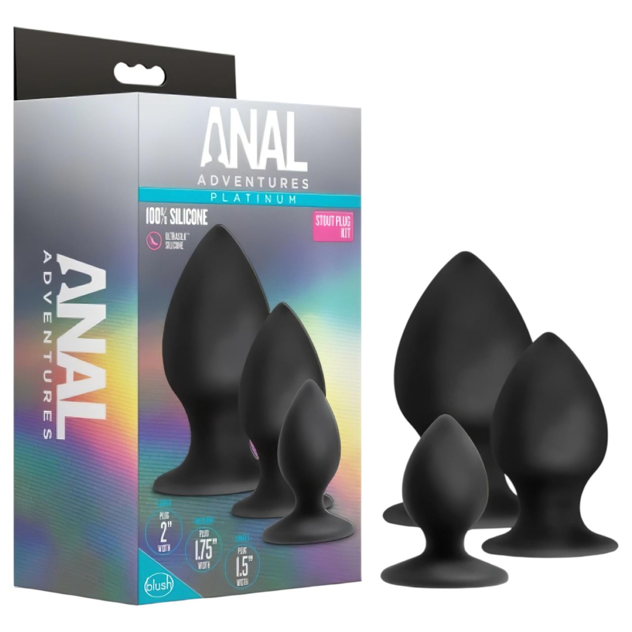 Anal Adventures Platinum Stout - anál plug szett - 3db (fekete) Anal Adventures Platinum Stout - anál plug szett - 3db (fekete)