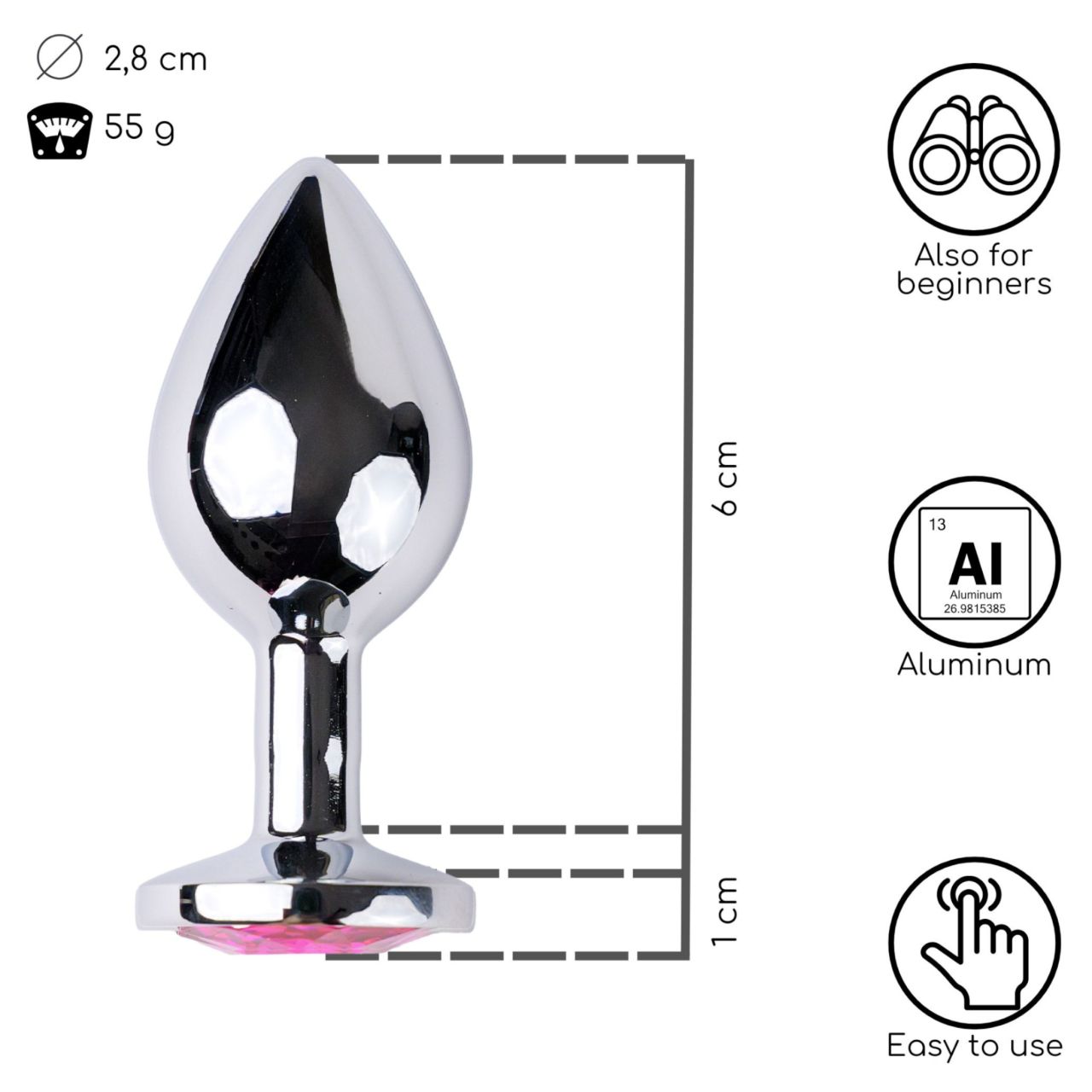 Desirel Pink Jewel S - anál plug (ezüst-pink) Desirel Pink Jewel S - anál plug (ezüst-pink)