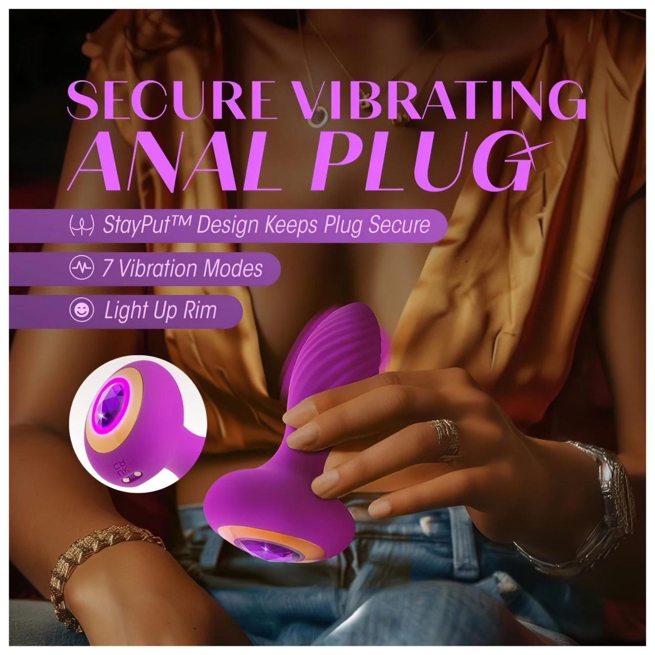 Oh My Gem - vibrációs anál plug kővel (lila) Oh My Gem - vibrációs anál plug kővel (lila)