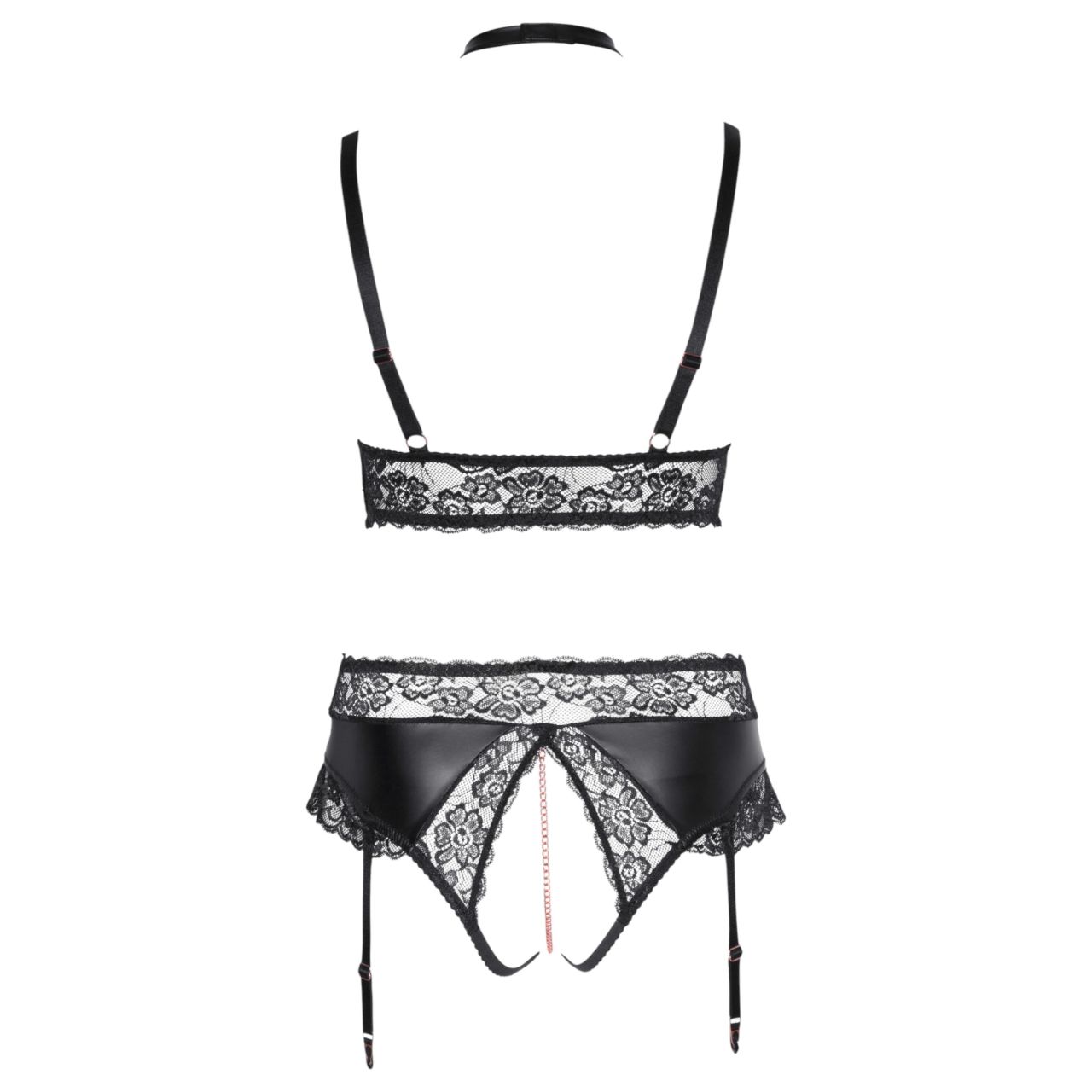 Cottelli Curves - fényes hatású fehérnemű szett (fekete)