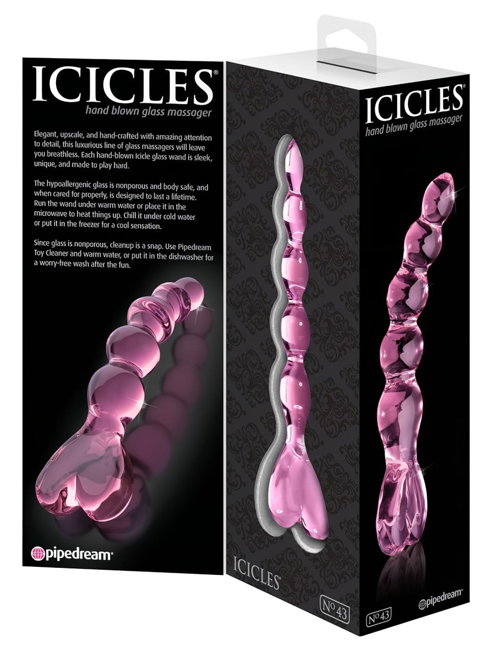 Icicles No. 43 - gyöngyös, szíves üveg dildó (pink) Icicles No. 43 - gyöngyös, szíves üveg dildó (pink)