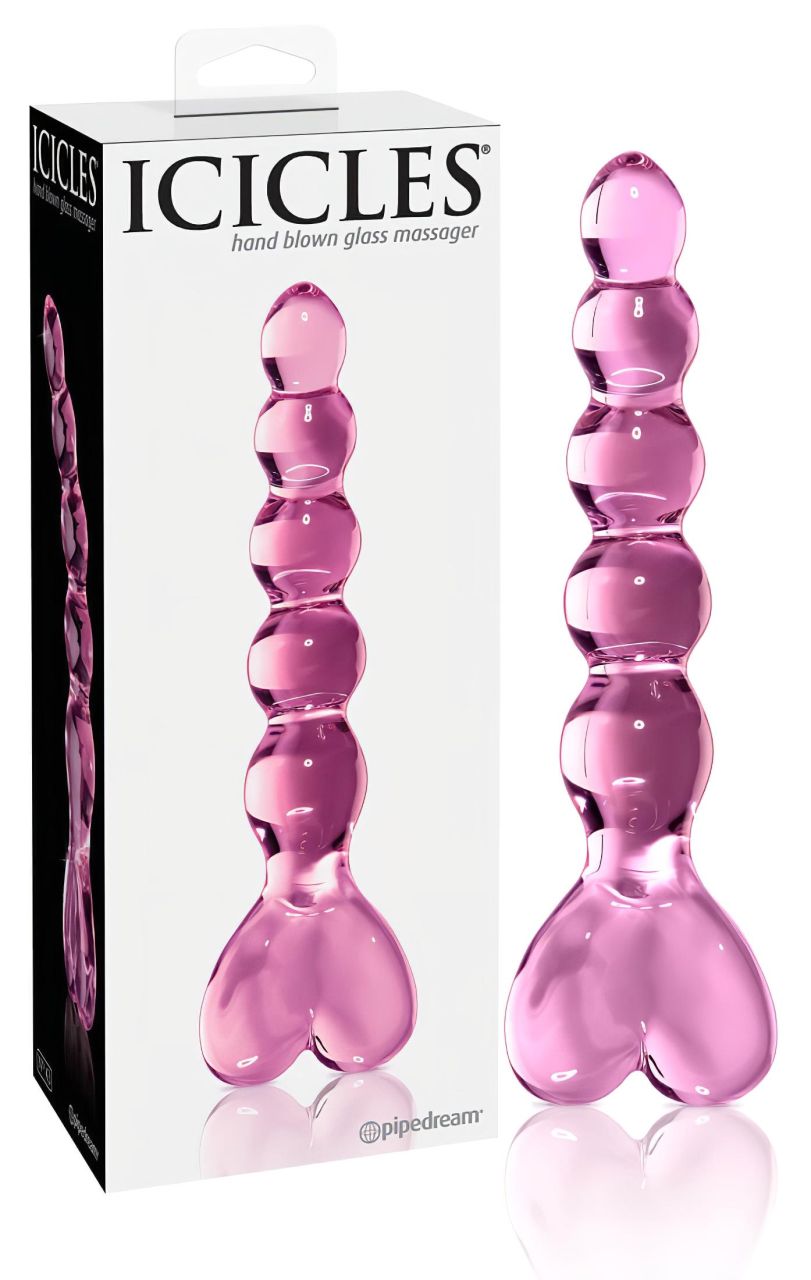 Icicles No. 43 - gyöngyös, szíves üveg dildó (pink) Icicles No. 43 - gyöngyös, szíves üveg dildó (pink)