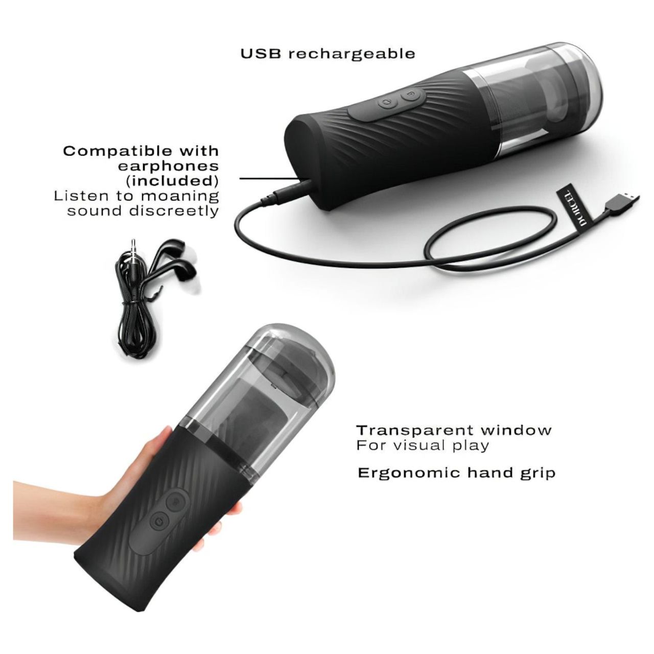 Dorcel Thrust Blow - akkus, lökő maszturbátor (fekete)