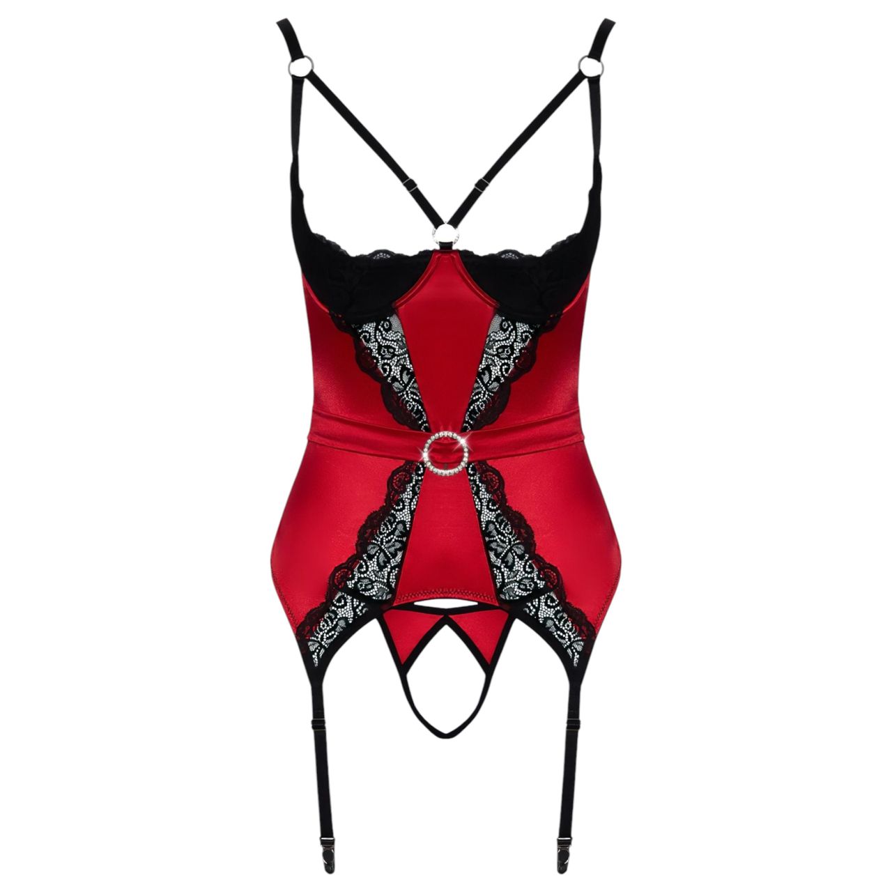 Cottelli - csipkés mellemelő felső szett (piros)