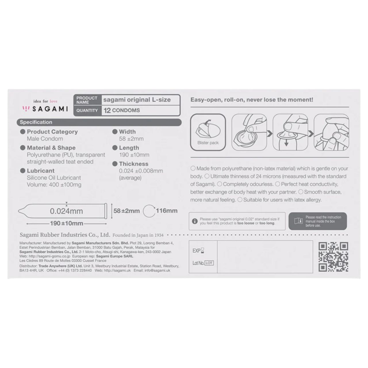 Sagami Original 0.02 L - óvszer - 58mm (6db)