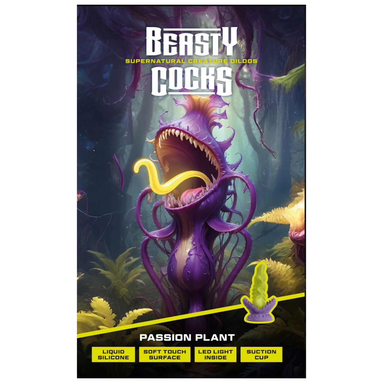 Beasty Cocks Passionate Plant - világító dildó (zöld)